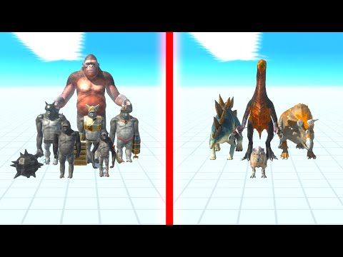 MUTANT PRIMATES Team vs HERBIVORE DINOSAURS Team - Animal Revolt Battle Simulator ARBS