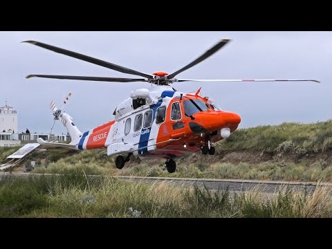 Politie Zulu PH-PXF & Kustwacht PH-SAR Helikopters in actie tijdens SAR Katwijk