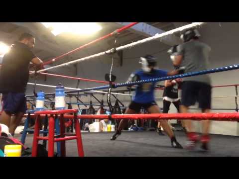 Rachel is sparring!! Against a dude.