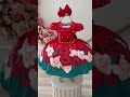 Vestido Infantil Vermelho Florido Com Cinto de Pérolas Natal