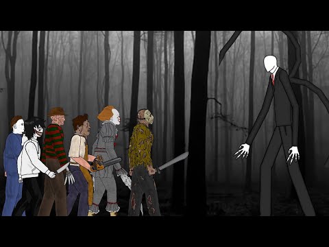 SLENDER MAN vs IT Pennywise vs Jason Voorhees, Freddy, Michael, Leatherface, Jeff DC2