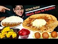Eating Aloo Ke Paratha Rajma Chawal Onion Achar Large Aloo Ke Parathe Big Bite Messy Eating