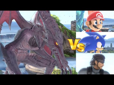 SSBU - Mario, Sonic and Snake vs Ridley