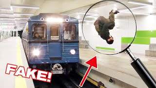 Exposing FAKE flip in front of a subway train + Storror tube race