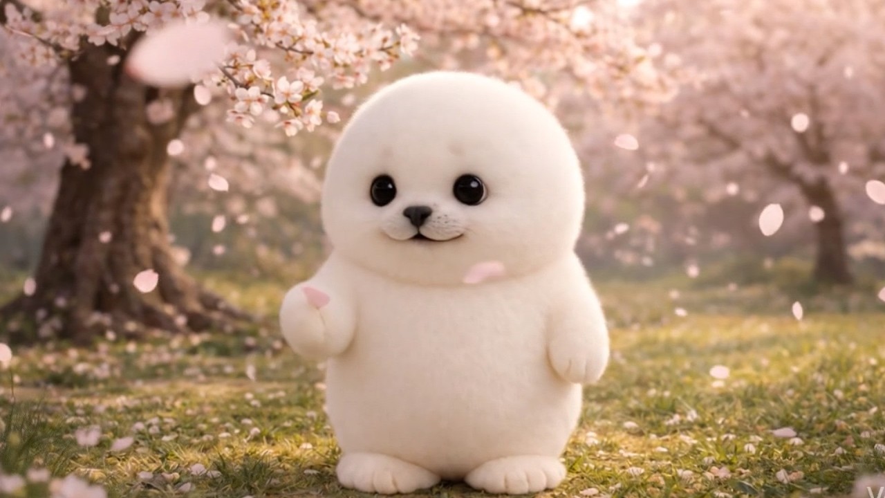 🌸Cherry Blossoms Are Blooming🌸 Arale the Seal Finds Spring on a Walk | Quiet Time 🦭