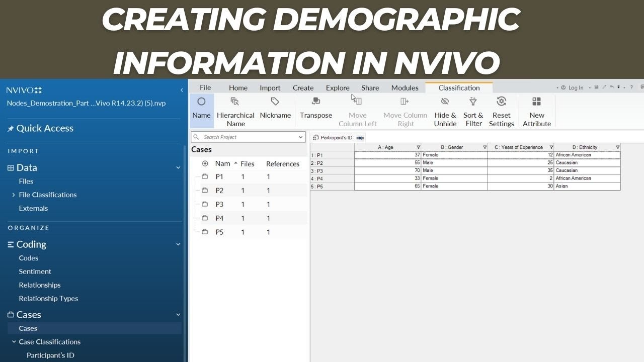 Creating Demographic information in NVivo