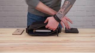 Сумка багатофункціональна чоловіча SHVIGEL 11178 в гладкій шкірі коричневий