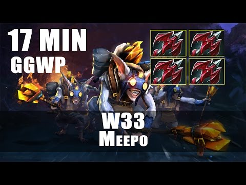 W33 [Meepo] Dota 2 - 17 min GG with 4 dragon lancer