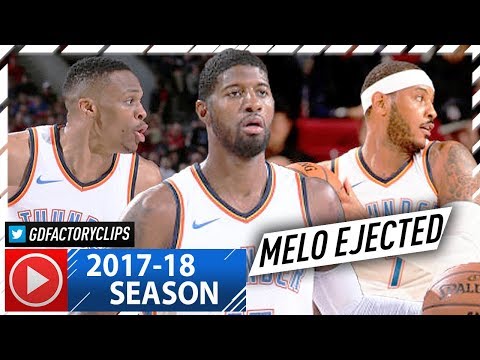 Russell Westbrook, Carmelo Anthony & Paul George Highlights vs Blazers (2017.11.05) - MELO EJECTED!