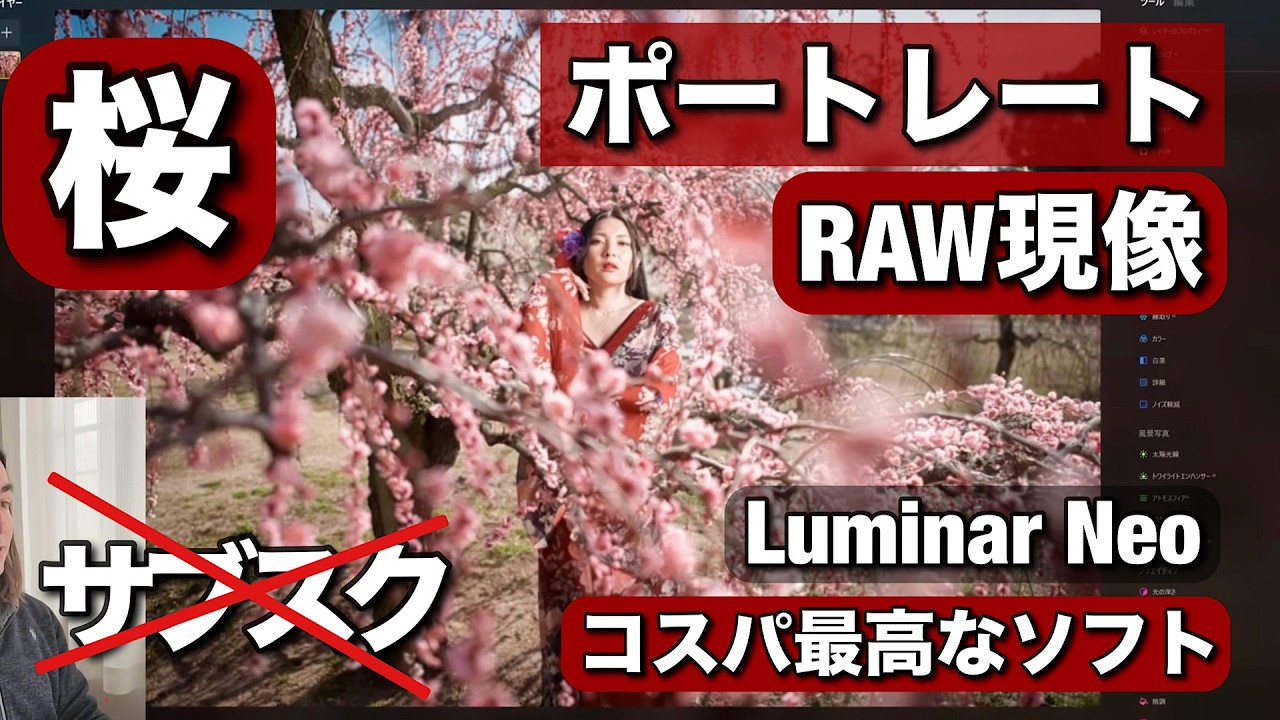 桜でのポートレート写真をＲＡＷ現像！コスパ最高のLuminar NEO で100枚を編集しまーす！