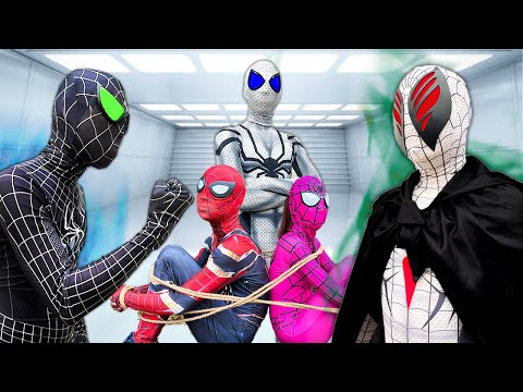 TEAM SPIDER-MAN vs ALIEN SUPERHERO | RESCUE PINK and RED SUPERHERO's From Mystery ALIEN - Bunny Life