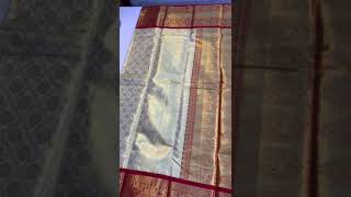 Kanjivaram exclusive wedding saree Half white color & red border 1 gram gold premium quality