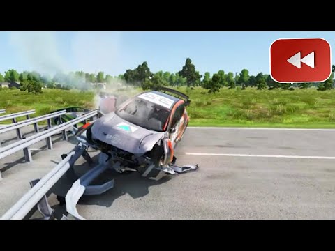 Reverse Cars vs Numerous Guardrails -BeamNG Drive#29