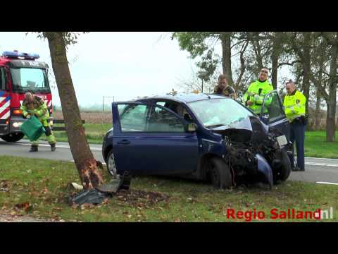 auto botst tegen boom N337 Wijhe 25 10 2014RS