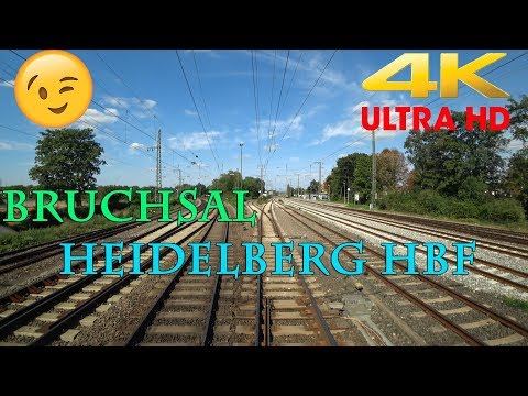 【4K】 Führerstandsmitfahrt   Bruchsal  - Heidelberg HBF   Baureihe 186.