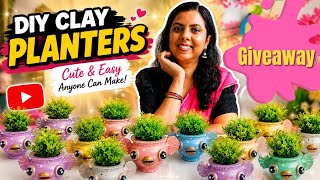 DIY Clay Planters 🌱 | Cute & Easy Animal Planter Ideas | Clay Craft DIY | GIVEAWAY 🎁