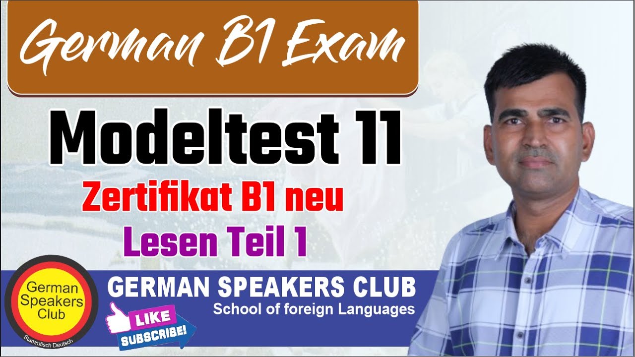 Zertifikat B1 Modellsatz | Modelltest-11 | Lesen  Teil-1 | German Reading Exam | Goethe Zertifikat