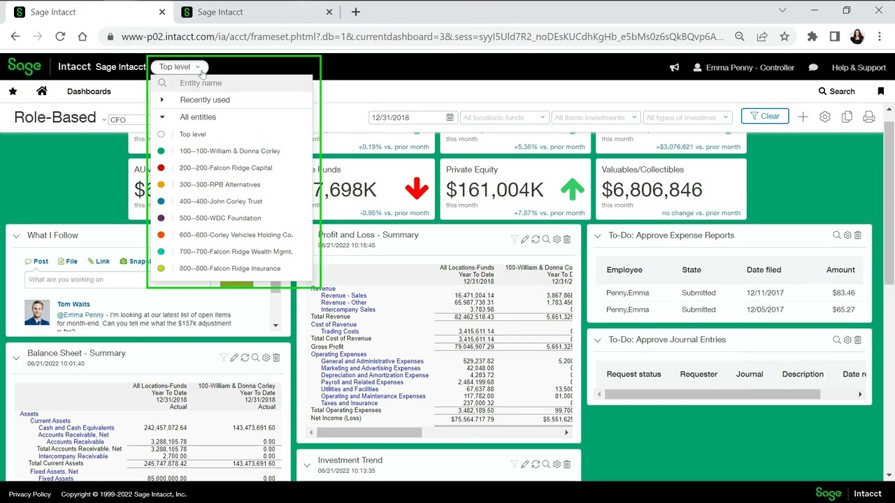 Sage Intacct Product Tour for Financial Service Organization