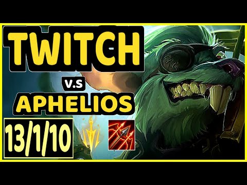CROWNSHOT (TWITCH) vs APHELIOS - QUADRAKILL 13/1/10 KDA BOTTOM ADC CHALLENGER GAMEPLAY - EUW