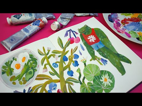 COZY SKETCHBOOK SESSION • painting a whimsical sketchbook spread on a gloomy day