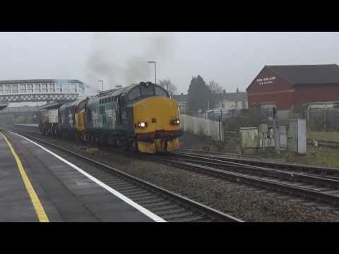 37218 and BR Large Logo 37424  'Avro Vulcan XH558' departs Bridgwater with 6M63 on 6th December 2016