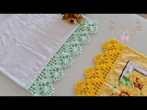 Crochet edging on dishcloth #749 step by step