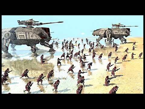 Clone Marines Beach Assault - Droid Line Defense | Men of War Assault Squad 2 Star Wars Mod Gameplay