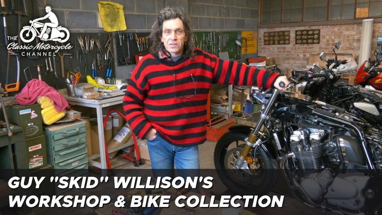 Watch video Inside Guy Skid Willison's workshop & his classic bike collection Now Inside Guy Skid Willison's workshop & his classic bike collection
