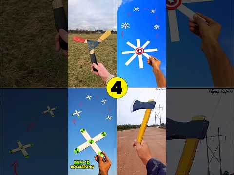 4 best homemade boomerang , how to make Ben10 boomerang , captain america paper toy , Axe boomerang
