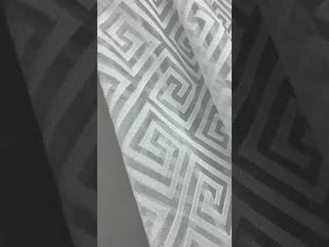 Готовый белый тюль жакардовый с геометрическим узором на ленте для крючков 300 см (JB38H-300) - фото 1 - id-p3162840608