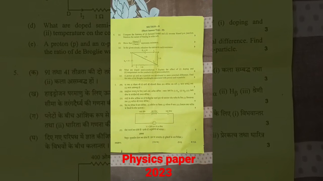 Physics paper 2023 | Up board paper 2023 class 12 | Up board latest paper|