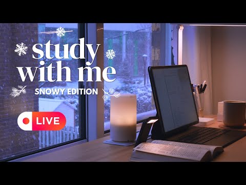 🔴 STUDY WITH ME ❄️ Snowy Edition | 🔥 Cozy Fireplace Sounds | ☃️ Pomodoro 50/10