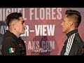 LEO SANTA CRUZ GOES FACE TO FACE WITH MIGUEL FLORES IN LAS VEGAS 1 WEEK OUT FROM FIGHT