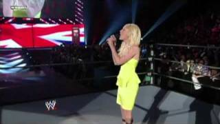 Lauren Mayhew sings the National Anthem and God Save the Queen for WWE