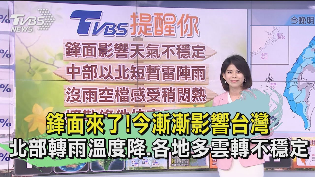 鋒面來了!今漸漸影響台灣 北部轉雨溫度降、各地多雲轉不穩定
