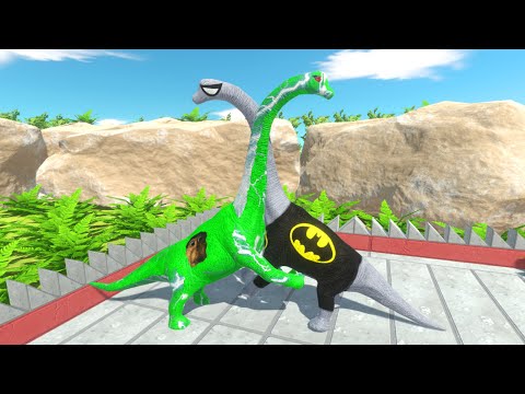 NEW OBUNGA vs BATMAN BRACHIOSAURUS BATTLE DEATH RUN BATTLE - Animal Revolt Battle Simulator