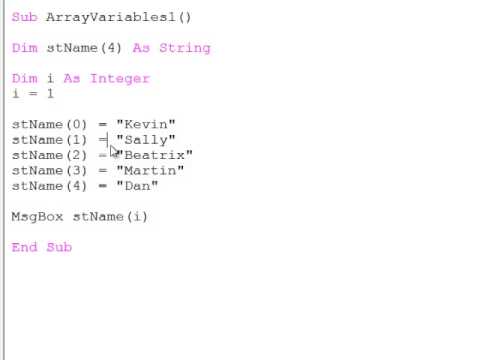 22. Introduction to Programming with VBA - Array Variables