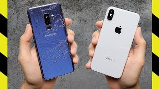 Samsung Galaxy S9+ vs. Apple iPhone X Drop Test!