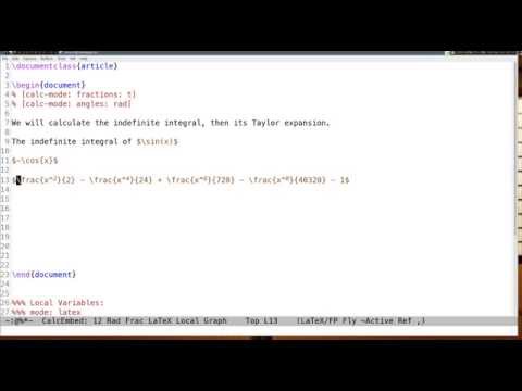 Using embedded emacs calc-mode for symbolic processing