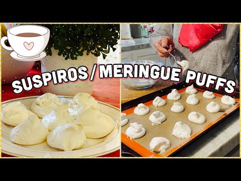 HOW TO MAKE SUSPIROS (MERINGUE PUFFS) // Dessert with only 3 ingredients: water, sugar, egg whites