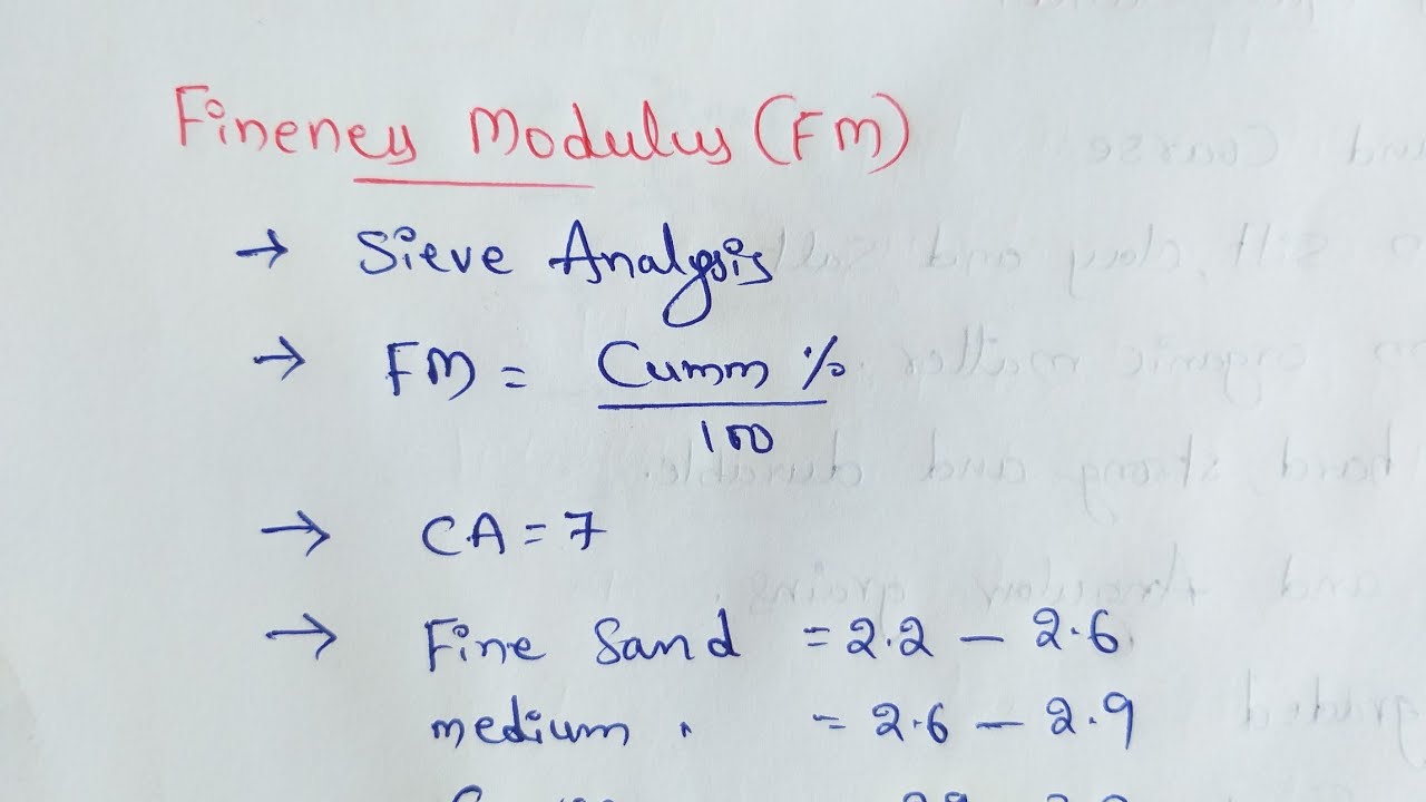 Fineness Modulus || Concrete Technology