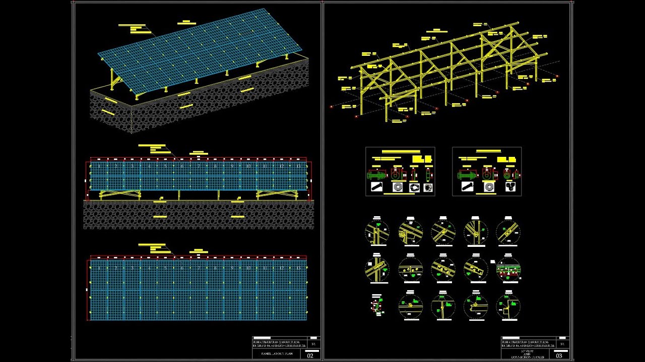 1MW -AC- SOLAR PLANT-Autocad Static Project 3D Model