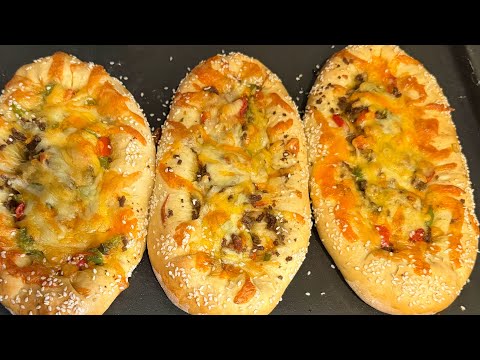 How to make Turkish pizza #pizza#recipe #baking #bread