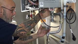 The complete procedure to flush a tankless heater.