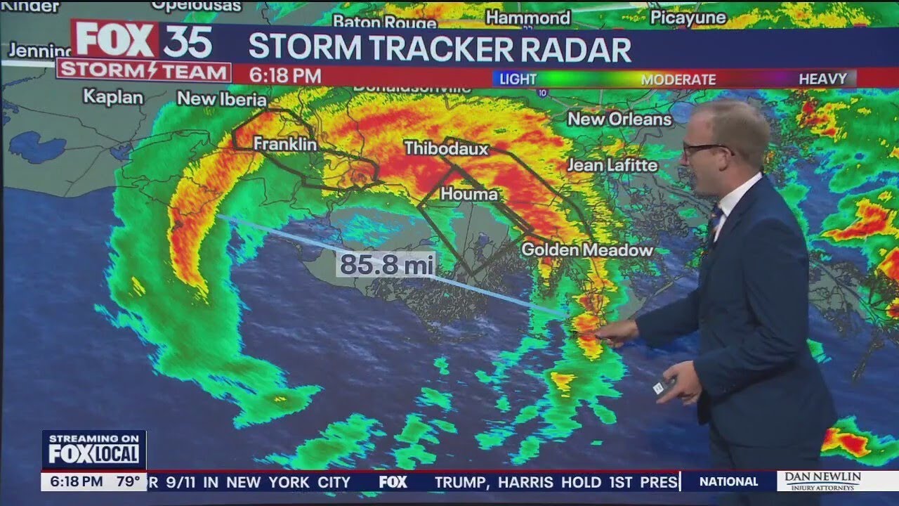 Hurricane Francine makes landfall in Louisiana's Terrebonne Parish as Cat 2 storm