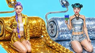 Download lagu KPop Demon Hunters Makeover IRL! Gold vs Silver Couple From Huntrix vs Saja Boys! mp3