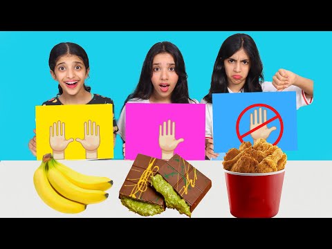 تحدي الأكل بدون يدين ضد يد واحدة ضد يدين ! 🖐 شفا ضد غزل وريم🤣 no hand vs one hand eating challenge