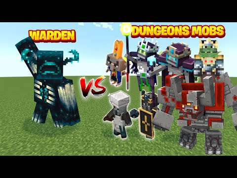 All Minecraft Dungeons mobs Vs Warden - Warden vs  Dungeons mobs