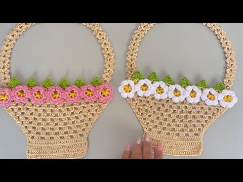 Cestinha em crochê para aplicar em pano de prato rápido e fácil