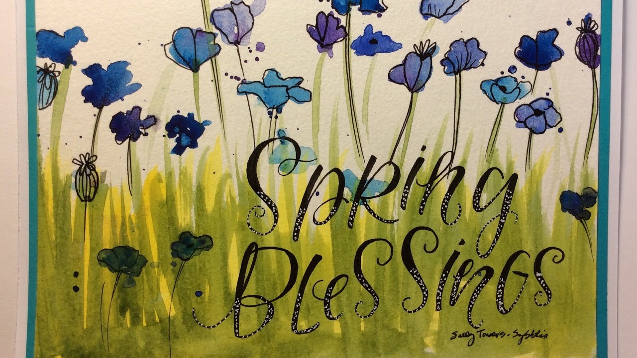 Spring Blessings Watercolor Card with @artgalsal.